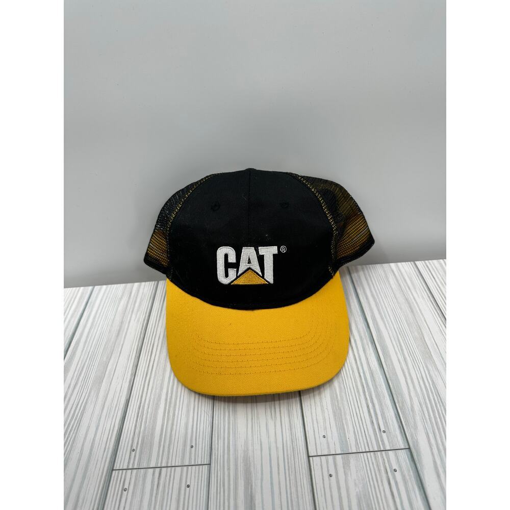 Caterpillar CAT Men's Black and Yellow Mesh Snapback Hat Adjustable Hat